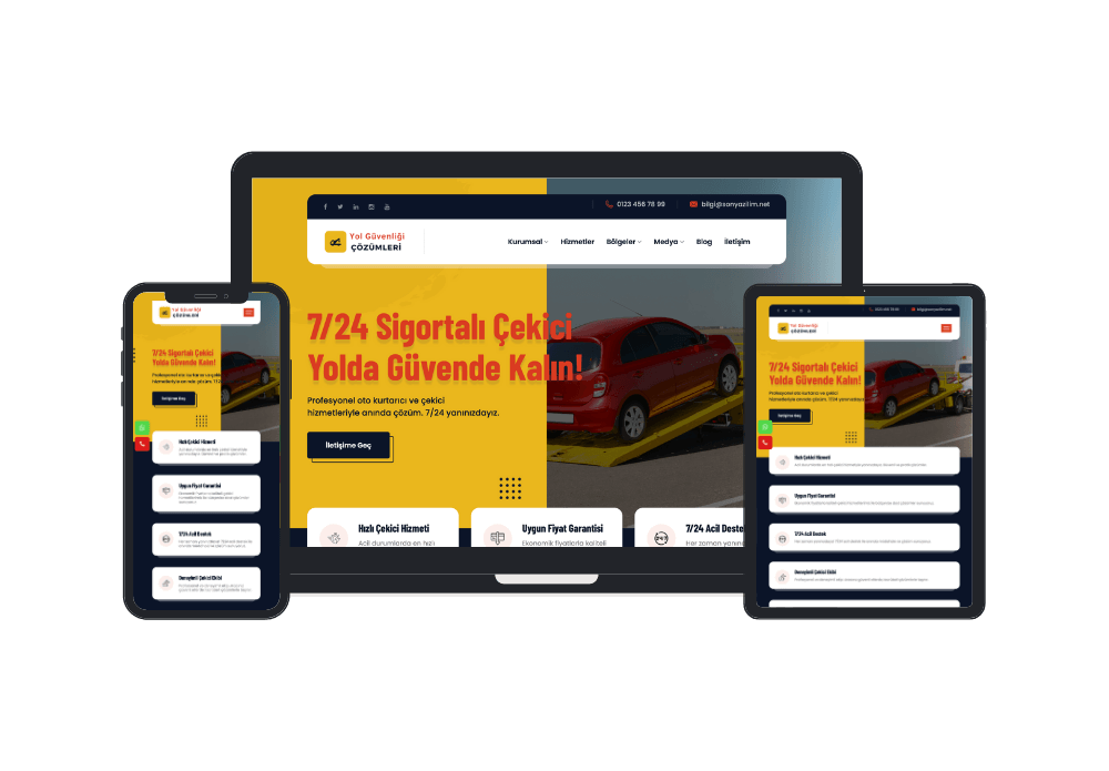 Çekici Oto Kurtarıcı Web Tasarımı Profesyonel Web Sitesi Paketi
